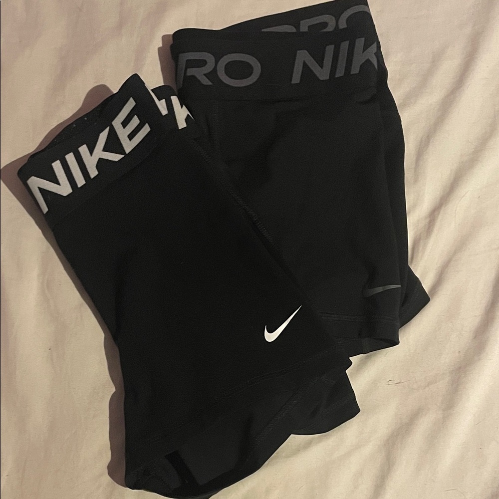 Nike Black Compression Shorts with White Logo